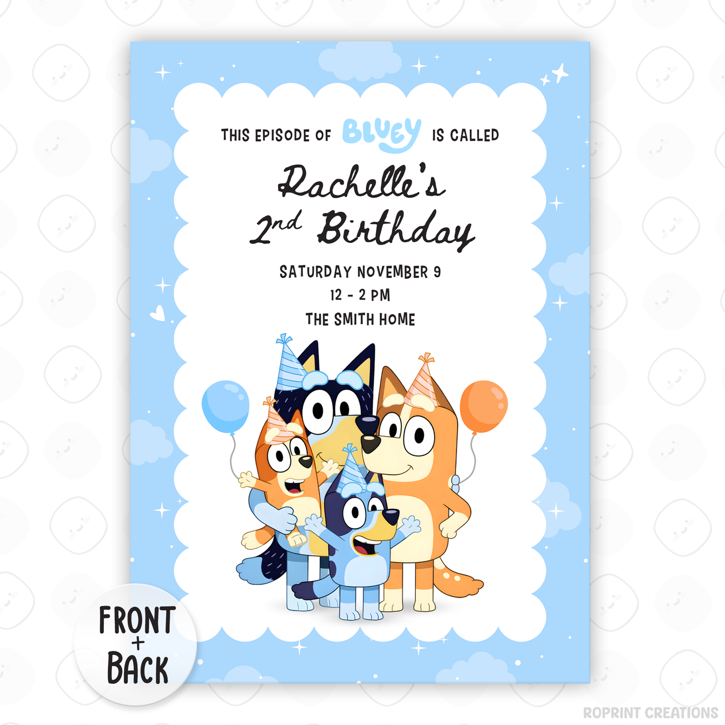 Celebrate your little one’s special day with this Bluey “This Episode Is Called” birthday invitation! Easily edit, download, and print or share digitally for a fun Bluey &amp; Bingo-themed party. 🎉💙