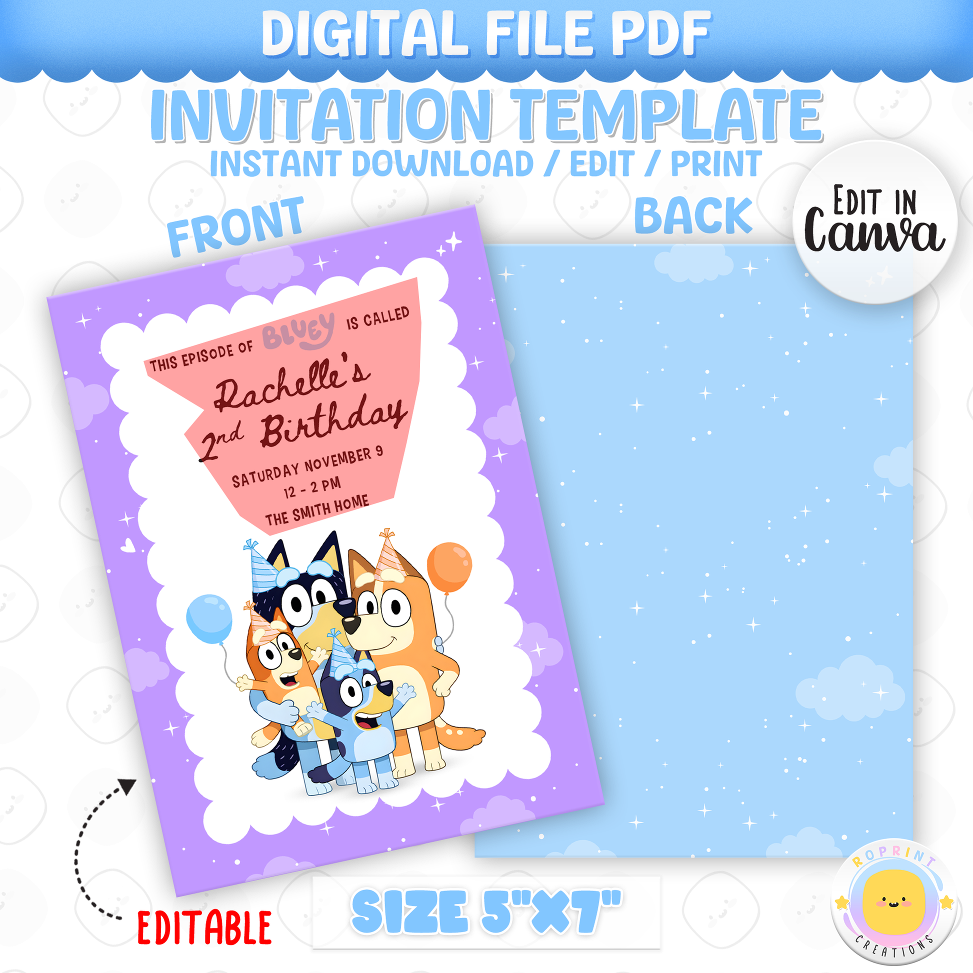 Celebrate your little one’s special day with this Bluey “This Episode Is Called” birthday invitation! Easily edit, download, and print or share digitally for a fun Bluey &amp; Bingo-themed party. 🎉💙