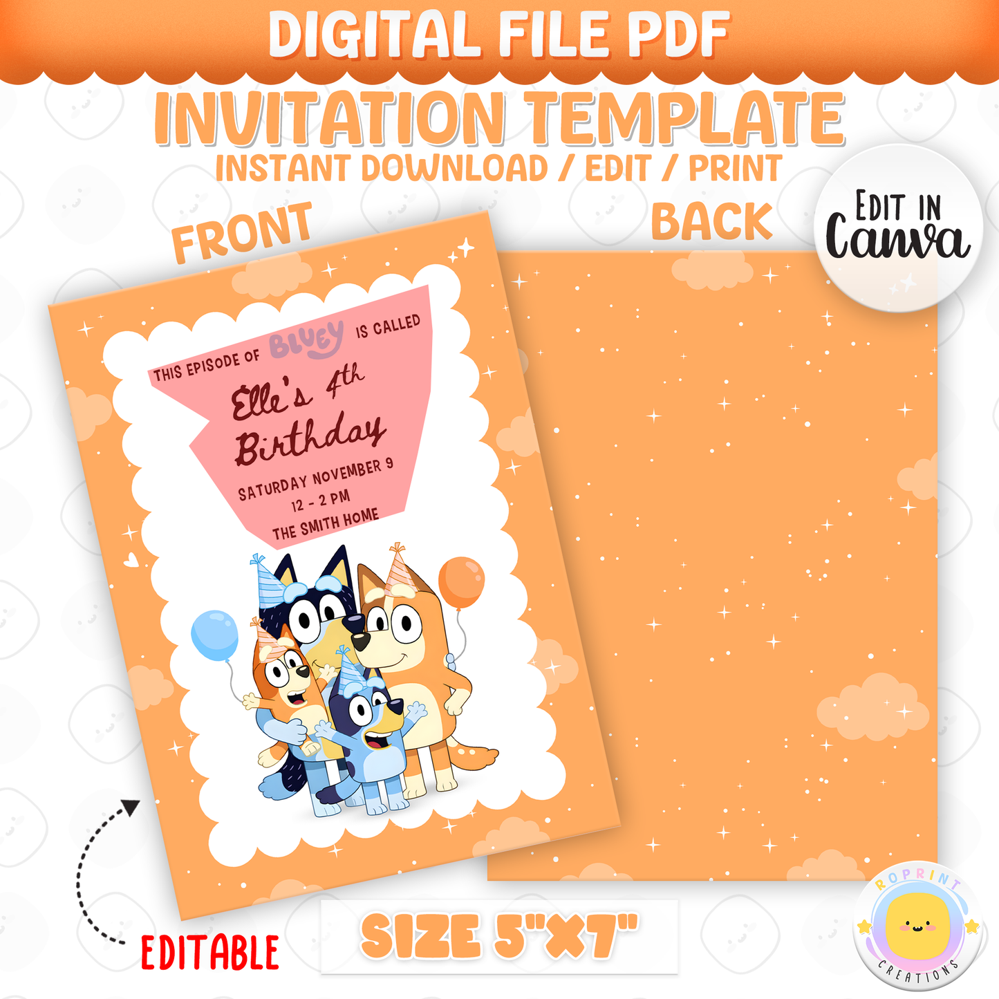 Celebrate your little one’s special day with this Bluey “This Episode Is Called” birthday invitation! Easily edit, download, and print or share digitally for a fun Bluey &amp; Bingo-themed party. 🎉💙