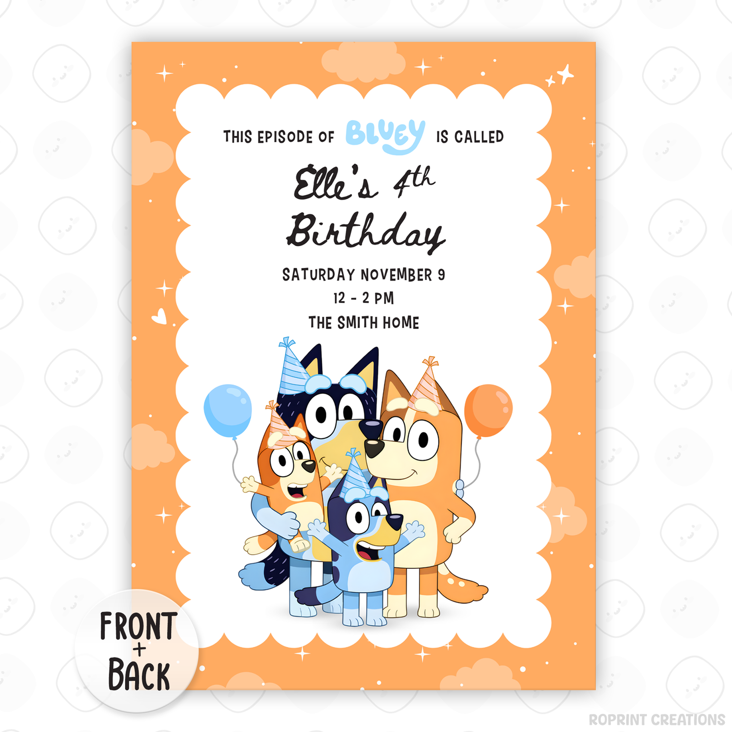 Celebrate your little one’s special day with this Bluey “This Episode Is Called” birthday invitation! Easily edit, download, and print or share digitally for a fun Bluey &amp; Bingo-themed party. 🎉💙