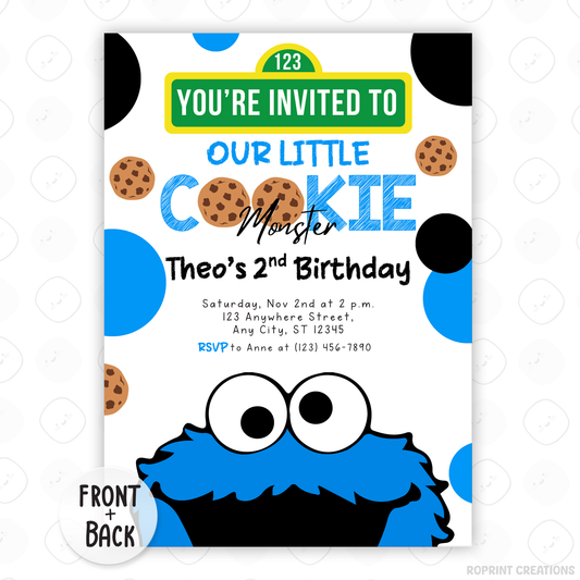 Celebrate your little one’s 2nd birthday with this fun Cookie Monster Birthday Invitation! Easily edit, download, print, or share digitally for a sweet and stress-free party invite.