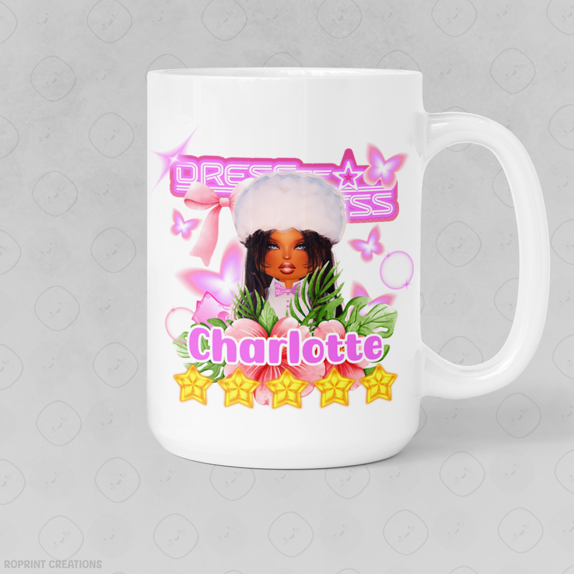 Custom Name Dress to Impress Roblox Mug - Personalized Dress to Impress Coffee Mug, Roblox Mug Gift For Kids
Sip in style with our Personalized Dress to Impress Roblox Mug! Featuring a fun and trendy design inspired by the popular game, this custom coffee mug makes the perfect gift for Roblox-loving kids. Add any name for a one-of-a-kind surprise!