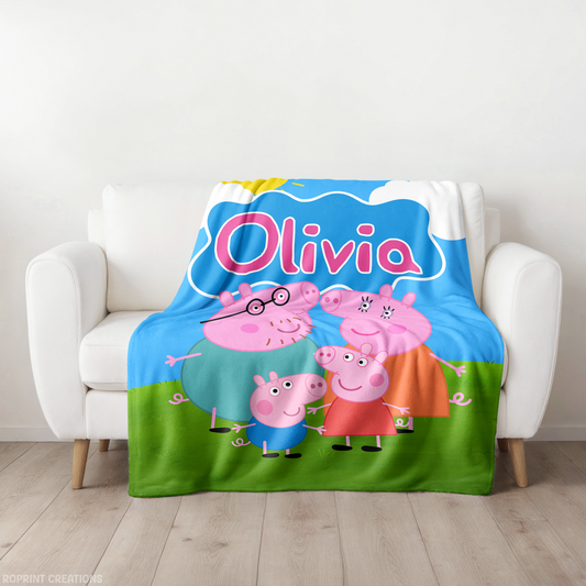 Custom Name Peppa Pig Blanket, Personalized Peppa Pig Family Blanket, Gift For Kids
Cozy up with this custom Peppa Pig blanket featuring your child's name! A fun and snuggly gift for Peppa Pig fans, perfect for birthdays, holidays, or everyday cuddles.