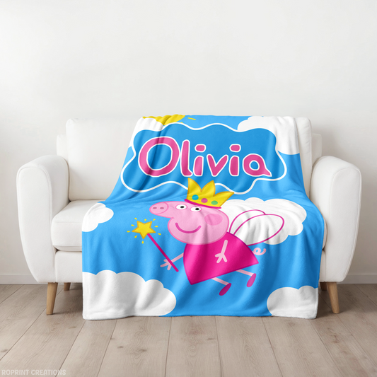 Custom Name Princess Peppa Pig Blanket, Personalized Peppa Pig Princess Blanket, Gift For Kids
Treat your little one to a magical cuddle with this personalized Princess Peppa Pig blanket — the perfect gift for Peppa fans who love all things royal!