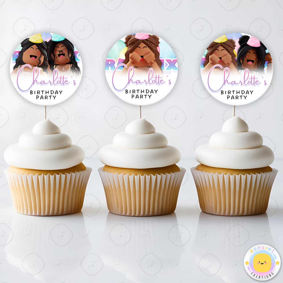 Roblox Girl Birthday Cupcake Toppers - Editable Roblox Girl Cupcake Toppers - Kids Party Favor. Add a fun touch to your party with these Editable Roblox Girl Cupcake Toppers! Easily customize in Canva and print at home for a cute and personal birthday favor