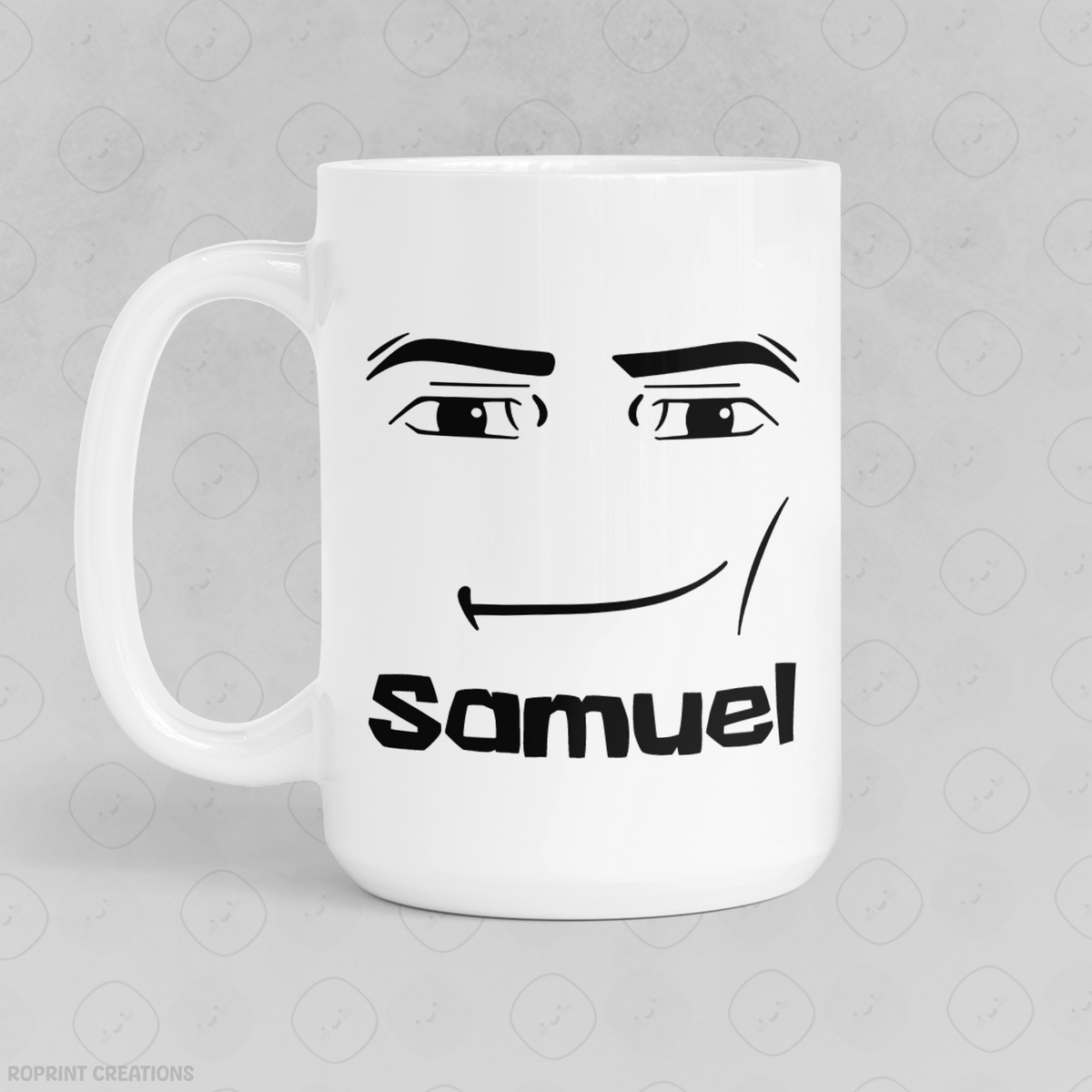 Enjoy your favorite drinks with this Personalized Roblox Man Face Mug! Featuring the classic man face and your custom name, it’s the perfect gift for any Roblox fan.