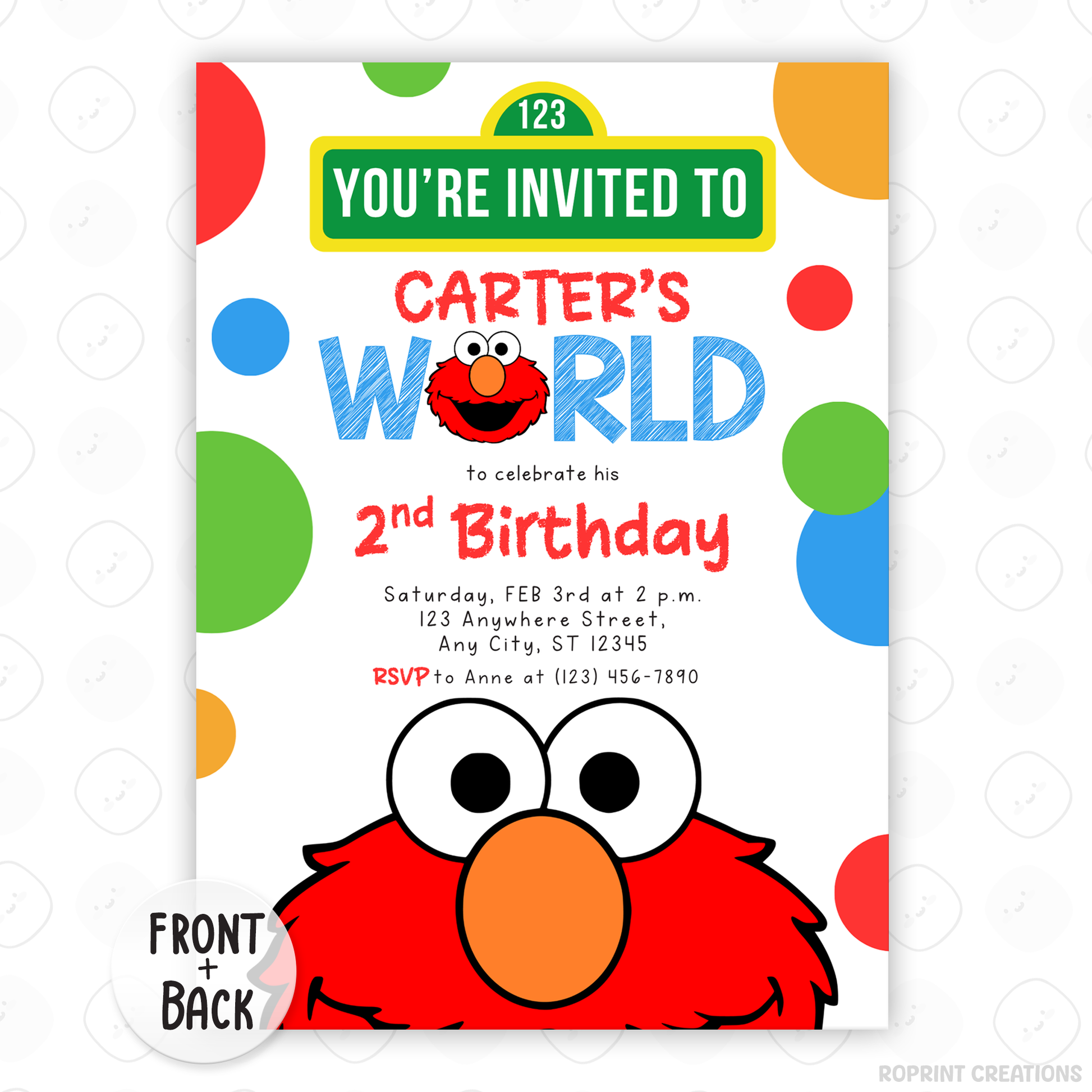 Celebrate your little one’s 2nd birthday with this adorable Elmo Birthday Invitation! Easily edit, download, print, or share digitally for a fun and hassle-free Sesame Street party invite.