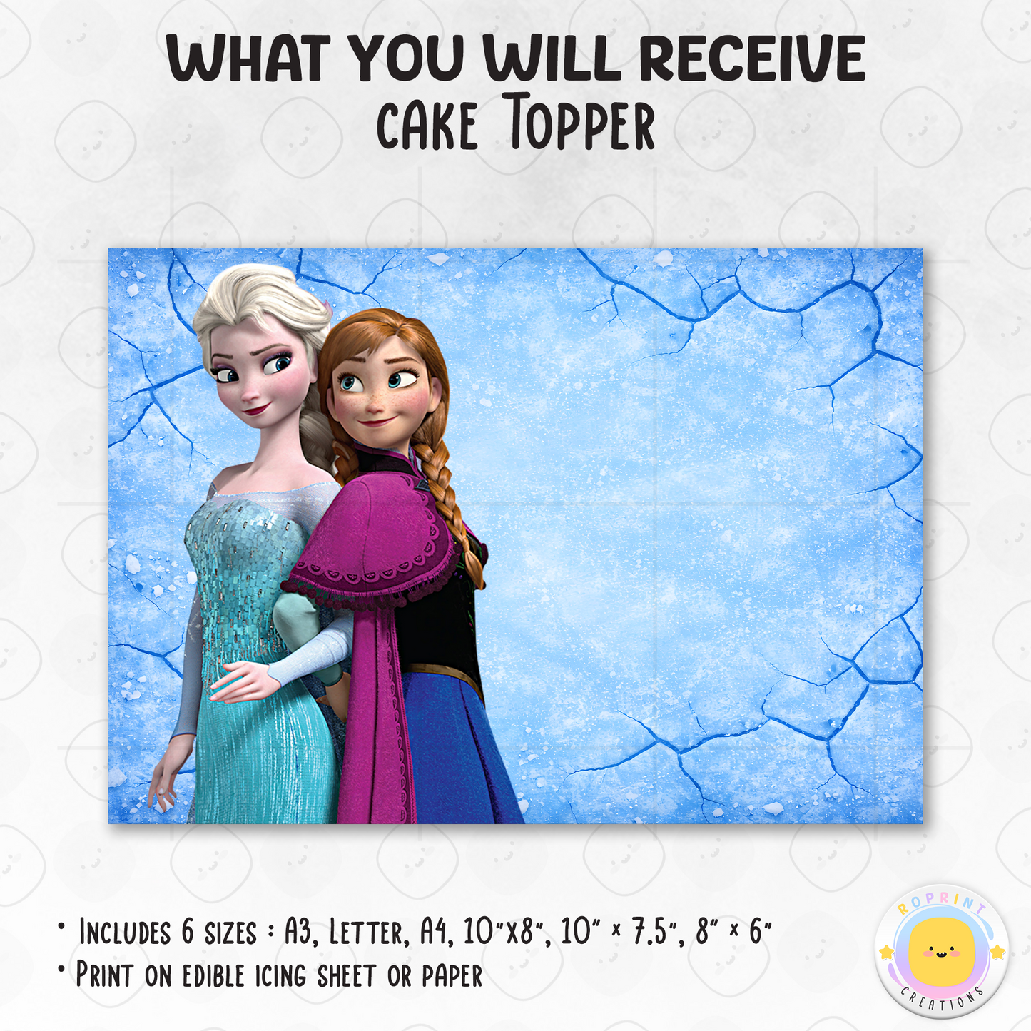 Add a magical Frozen touch to your birthday cake with this Anna &amp; Elsa cake topper! Easily edit and print to create a beautiful centerpiece for your celebration. ❄️🎂