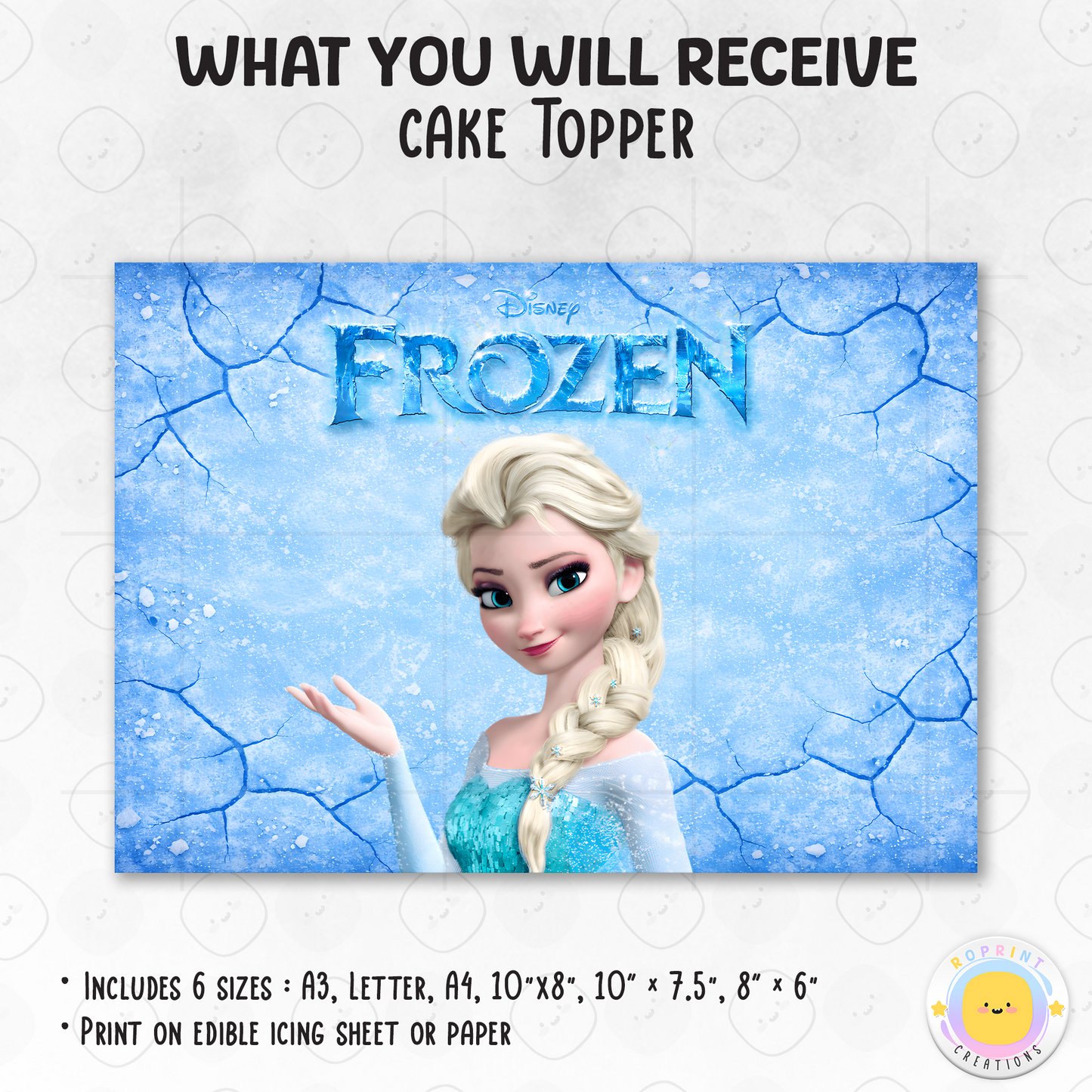 Make your celebration magical with this Frozen birthday cake topper! Easily edit and print to create a beautiful centerpiece for your child’s birthday cake. ❄️🎂