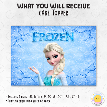 Make your celebration magical with this Frozen birthday cake topper! Easily edit and print to create a beautiful centerpiece for your child’s birthday cake. ❄️🎂