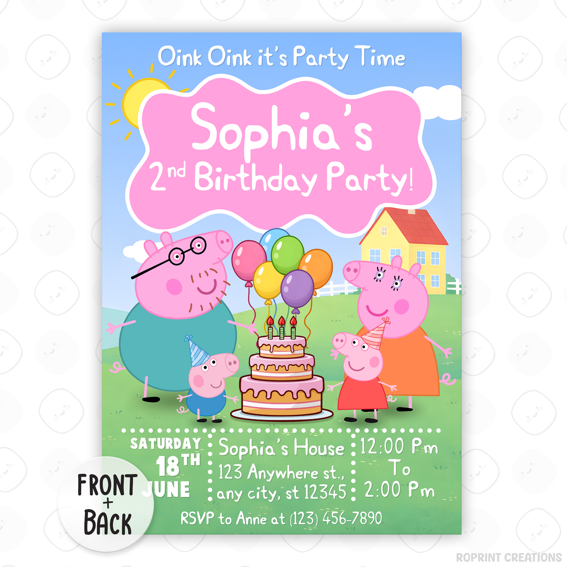 Celebrate your little one’s birthday with this cute Girls Peppa Pig Birthday Invitation! Easily edit, download, print, or share digitally for a fun and stress-free party invite.