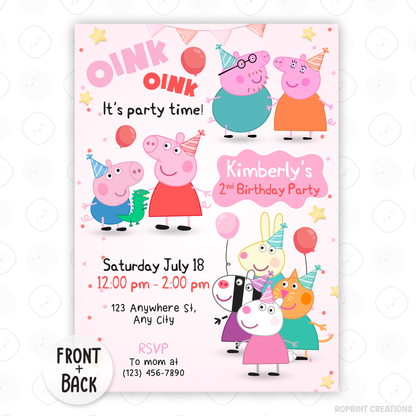 Celebrate your little one’s birthday with this cute Girls Peppa Pig Birthday Invitation! Easily edit, download, print, or share digitally for a fun and stress-free party invite.
