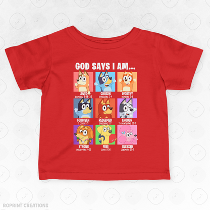 Dress your little one in cuteness with this God Says I Am Bluey Infant T-Shirt! Made with soft, gentle fabric for all-day comfort, it’s perfect for everyday wear and makes the best gift for Bluey fans.
