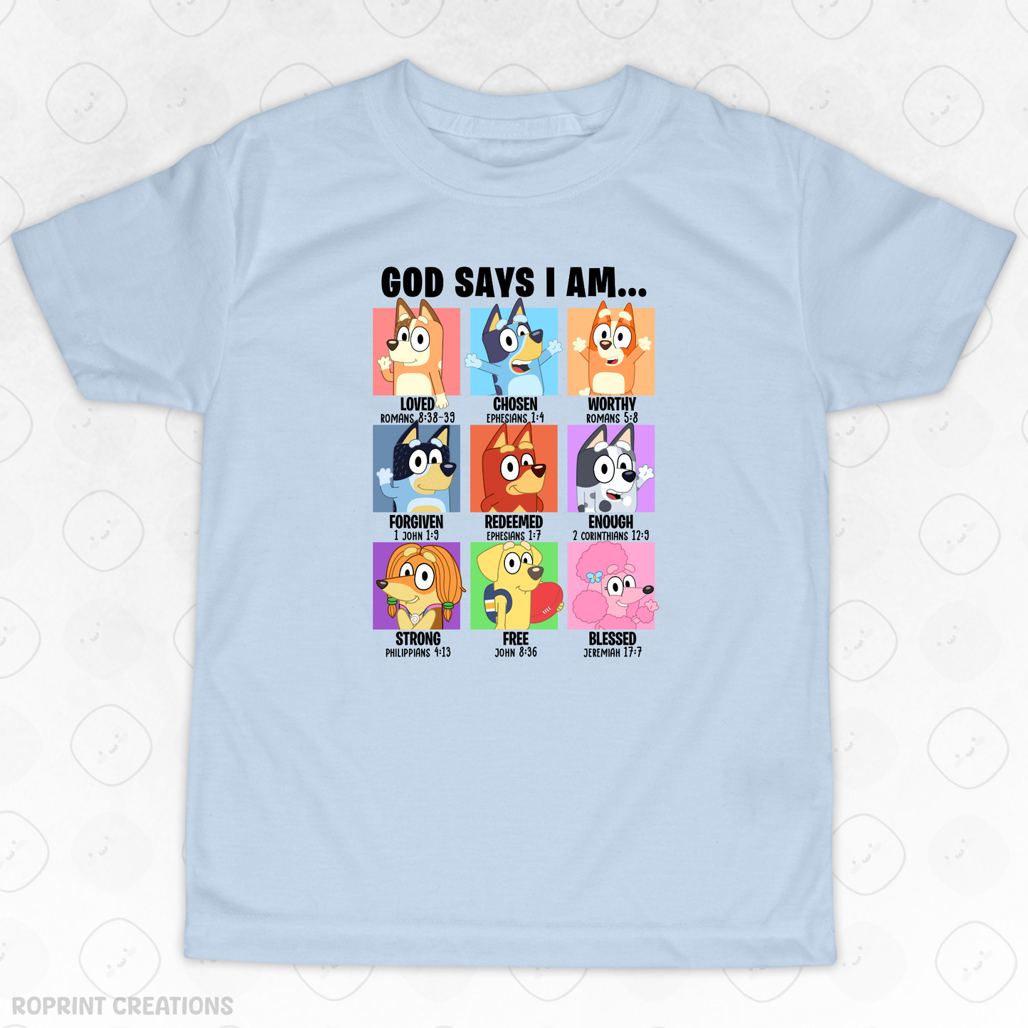 Let your child shine in this adorable God Says I Am Bluey Youth T-Shirt! Crafted from soft, comfortable fabric, it’s perfect for school, playtime, or casual outings and makes the best gift for Bluey fans.