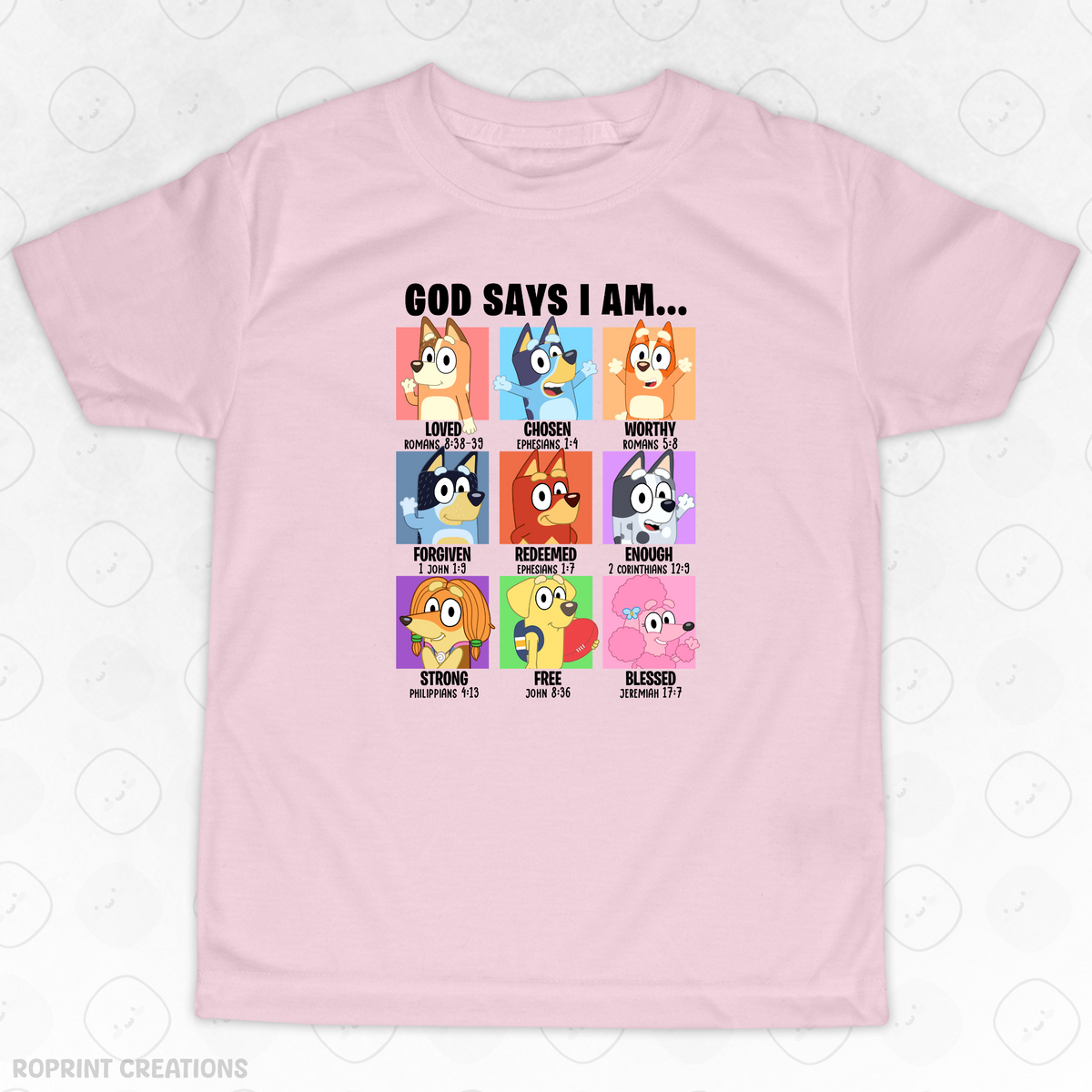 Let your child shine in this adorable God Says I Am Bluey Youth T-Shirt! Crafted from soft, comfortable fabric, it’s perfect for school, playtime, or casual outings and makes the best gift for Bluey fans.