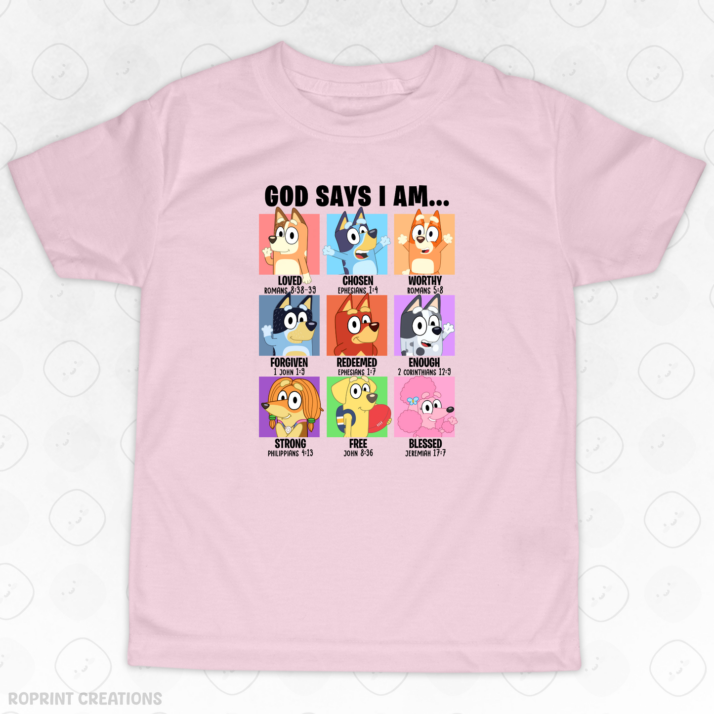 Let your child shine in this adorable God Says I Am Bluey Youth T-Shirt! Crafted from soft, comfortable fabric, it’s perfect for school, playtime, or casual outings and makes the best gift for Bluey fans.