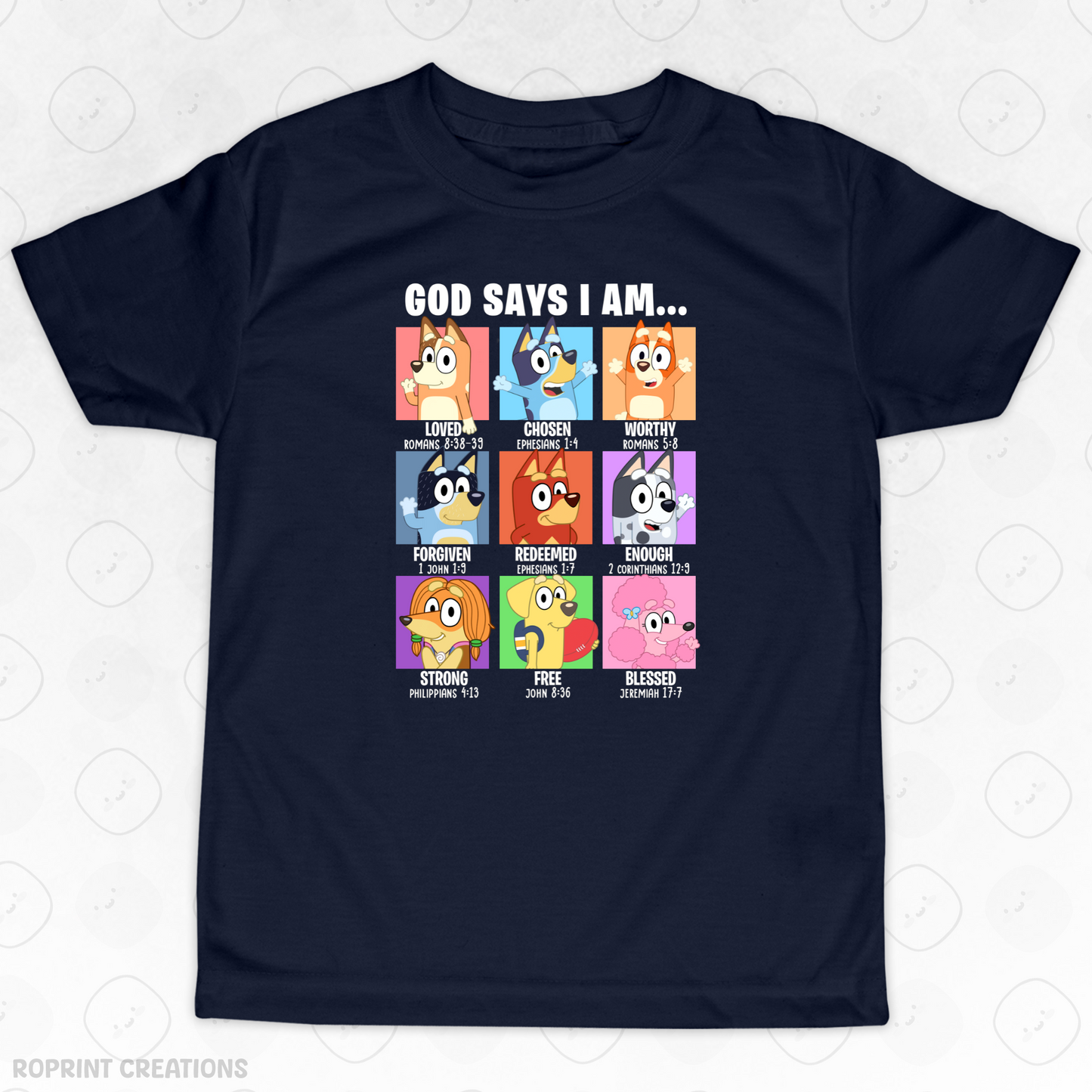 Let your child shine in this adorable God Says I Am Bluey Youth T-Shirt! Crafted from soft, comfortable fabric, it’s perfect for school, playtime, or casual outings and makes the best gift for Bluey fans.