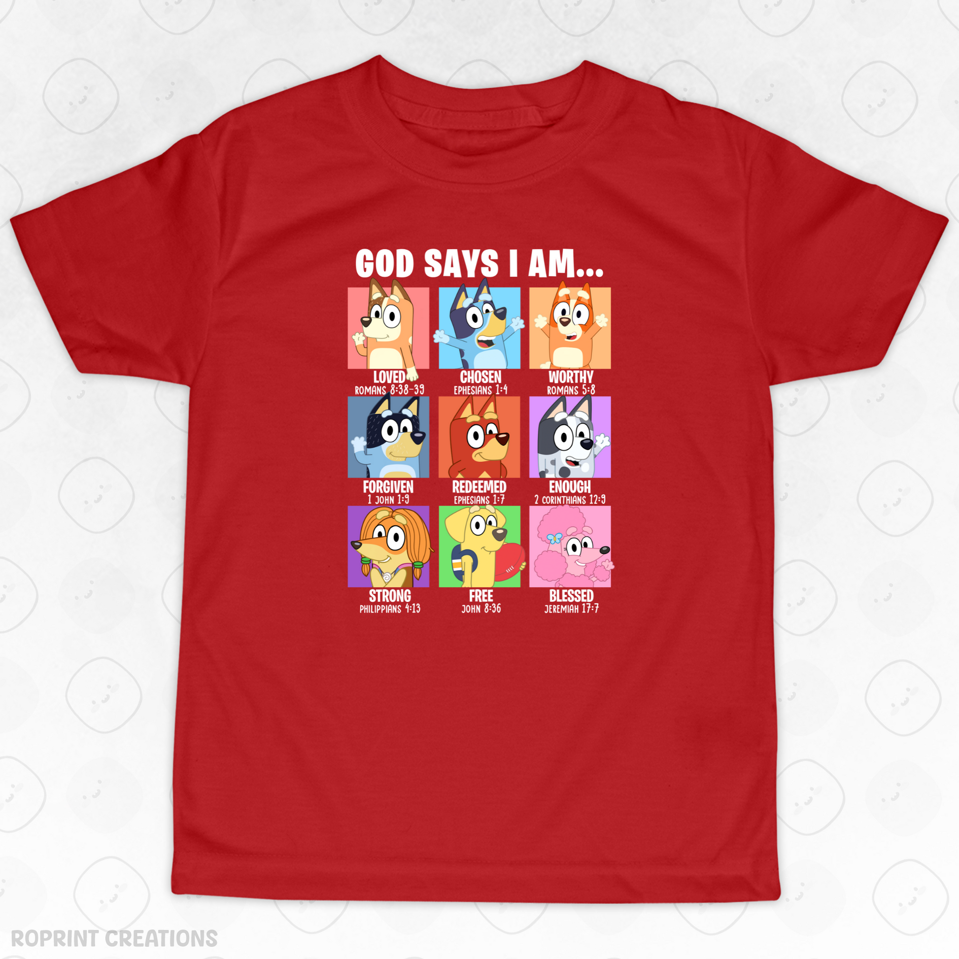 Let your child shine in this adorable God Says I Am Bluey Youth T-Shirt! Crafted from soft, comfortable fabric, it’s perfect for school, playtime, or casual outings and makes the best gift for Bluey fans.