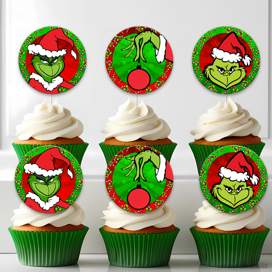 Add a festive touch to your holiday treats with these Grinch cupcake toppers! Perfect for Grinchmas parties—simply download, print, and decorate your cupcakes for instant Christmas fun. 🎄 Digital File Only.