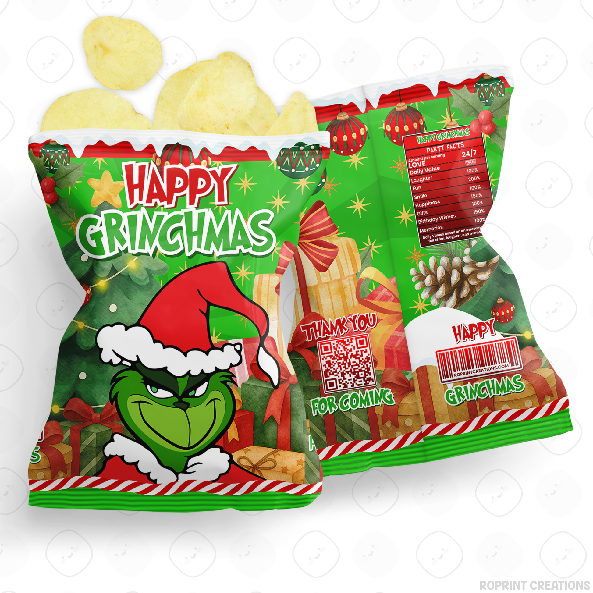 Add festive Grinchmas magic to your holiday celebration with this editable Christmas Party Favor Collection! Customize each design in Canva, then print at home or with a professional service for a fun and whimsical holiday party experience.