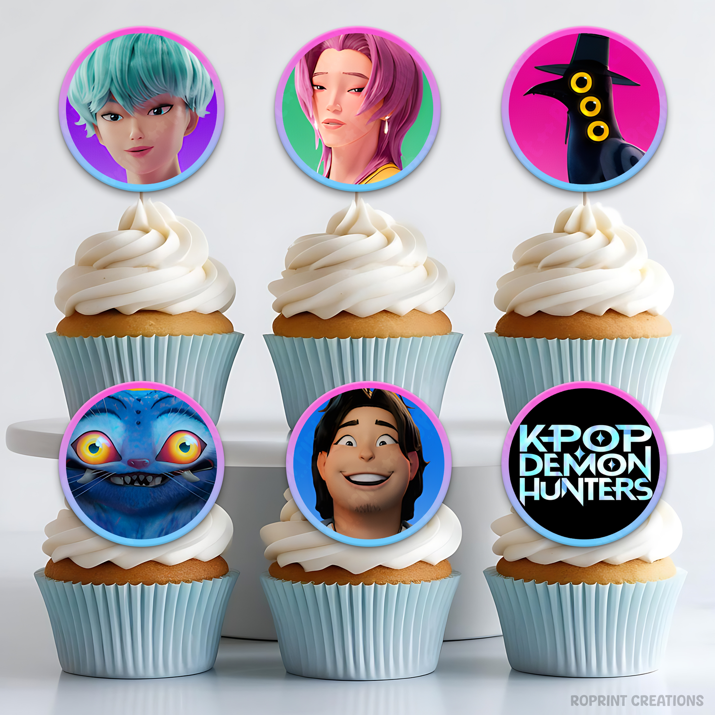 Add a bold KPOP Demon Hunters vibe to your party treats with these printable cupcake toppers! Perfect for birthdays and themed parties—download, print on cardstock or edible paper, and decorate with ease. Digital File Only.