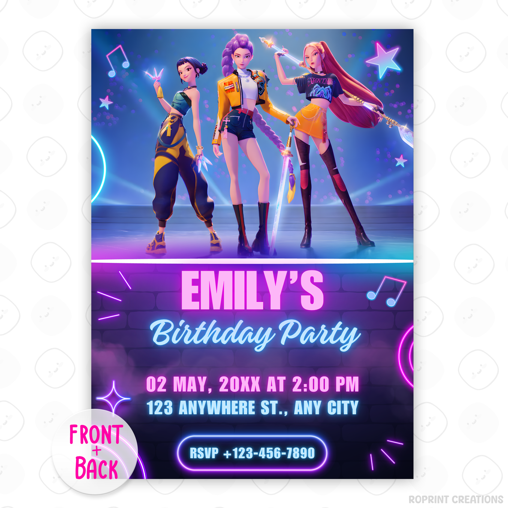 Make your party unforgettable with this KPOP Demon Hunters Party Invite! Easily editable in Canva, perfect for printing or sharing digitally for a fun and stylish celebration. Instant Download