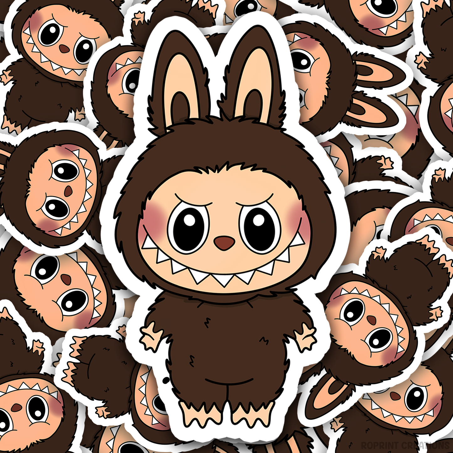 Add a fun touch to your items with this adorable Labubu Brown Sticker! Perfect for decorating notebooks and laptops — the best gift for Labubu fans.