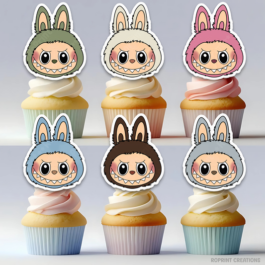 Decorate your cupcakes with these adorable Labubu monster toppers! A fun printable party favor for any Labubu-themed birthday. Instant Download.