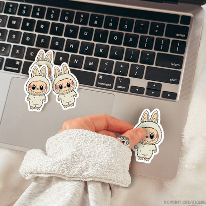 Add a fun touch to your items with this adorable Labubu Soymilk Sticker! Perfect for decorating notebooks and laptops — the best gift for Labubu fans.