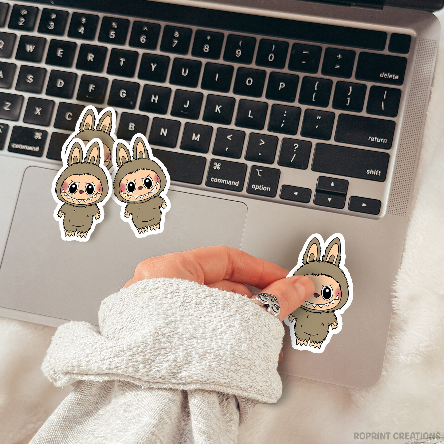 Add a fun touch to your items with this adorable Labubu Toffee Sticker! Perfect for decorating notebooks and laptops — the best gift for Labubu fans.