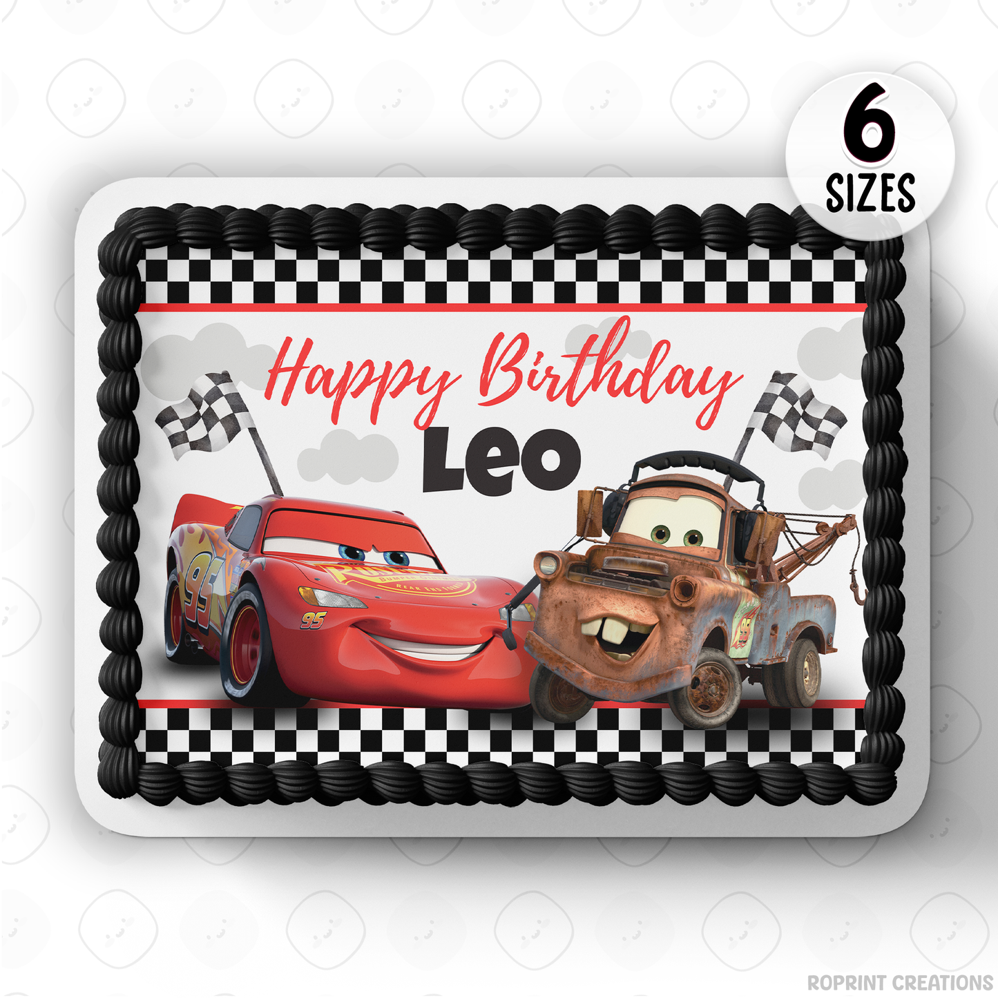 Lightning McQueen Cake Topper - Editable Cars Birthday Cake Decoration