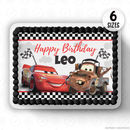 Lightning McQueen Cake Topper - Editable Cars Birthday Cake Decoration