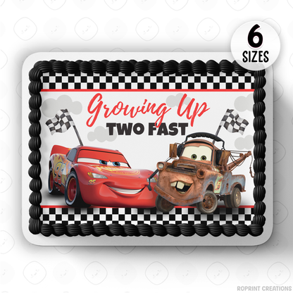 Celebrate your little racer turning two with this Lightning McQueen “Two Fast” cake topper! Easily edit and print to create the perfect Cars-themed birthday cake centerpiece. 🏁🎂
