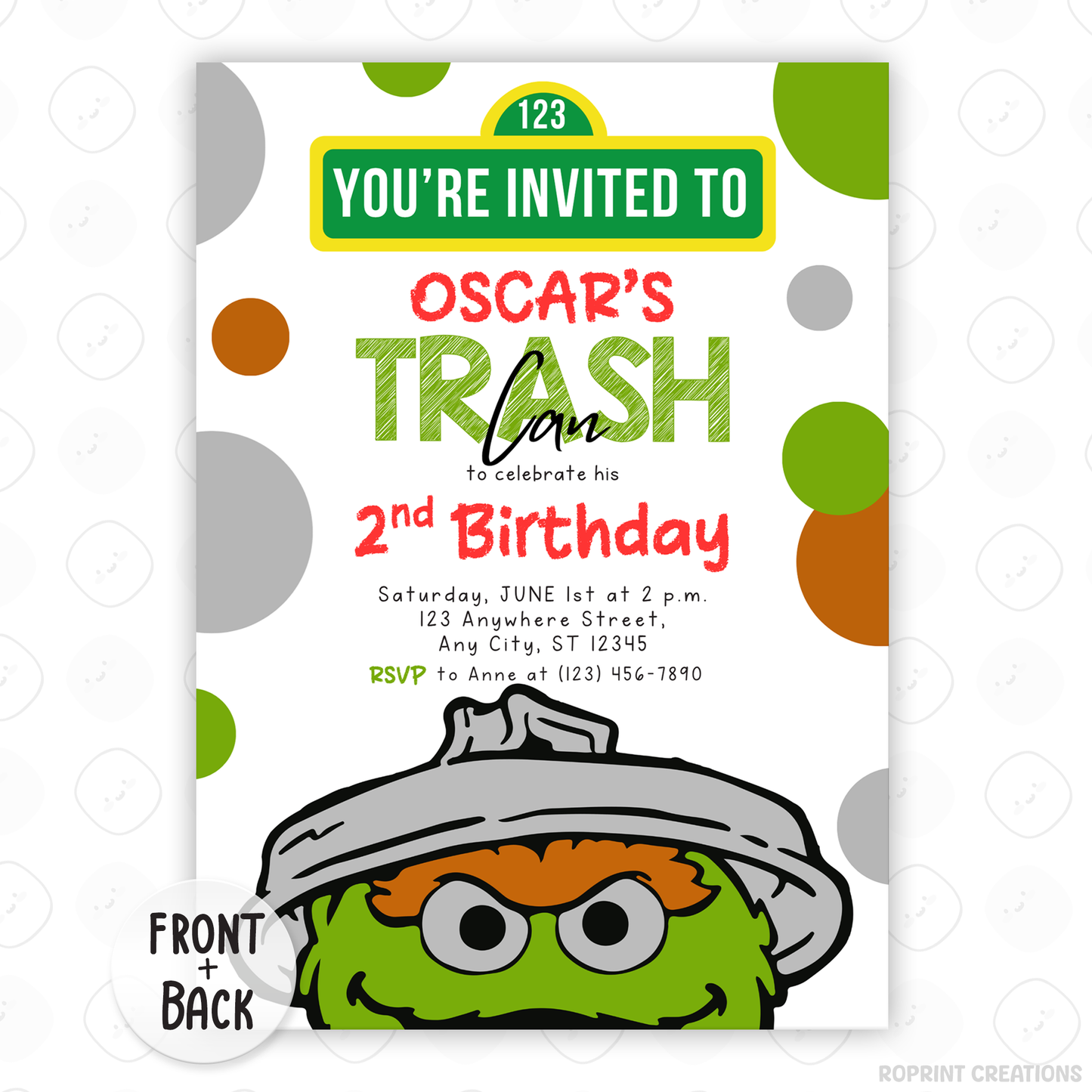 Celebrate your little one’s 2nd birthday with this fun Oscar the Grouch Birthday Invitation! Easily edit, download, print, or share digitally for a playful and stress-free party invite.