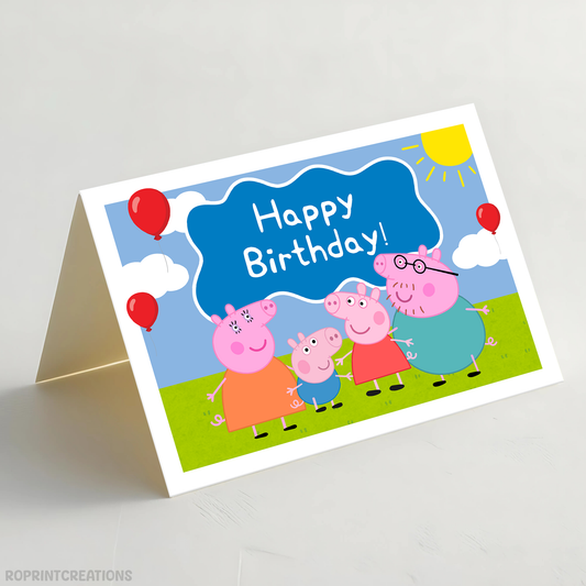 Make birthdays extra fun with this adorable Peppa Pig birthday card! Download, print, trim, and fold to create a cute 7x5 kids greeting card. Instant Download.