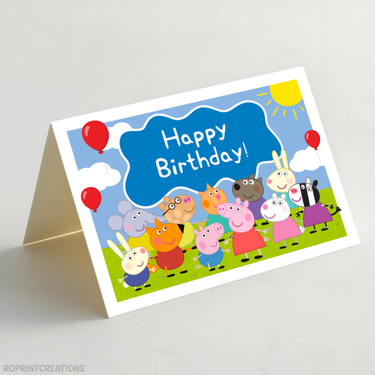 Make birthdays extra fun with this adorable Peppa Pig birthday card! Download, print, trim, and fold to create a cute 7x5 kids greeting card. Instant Download.