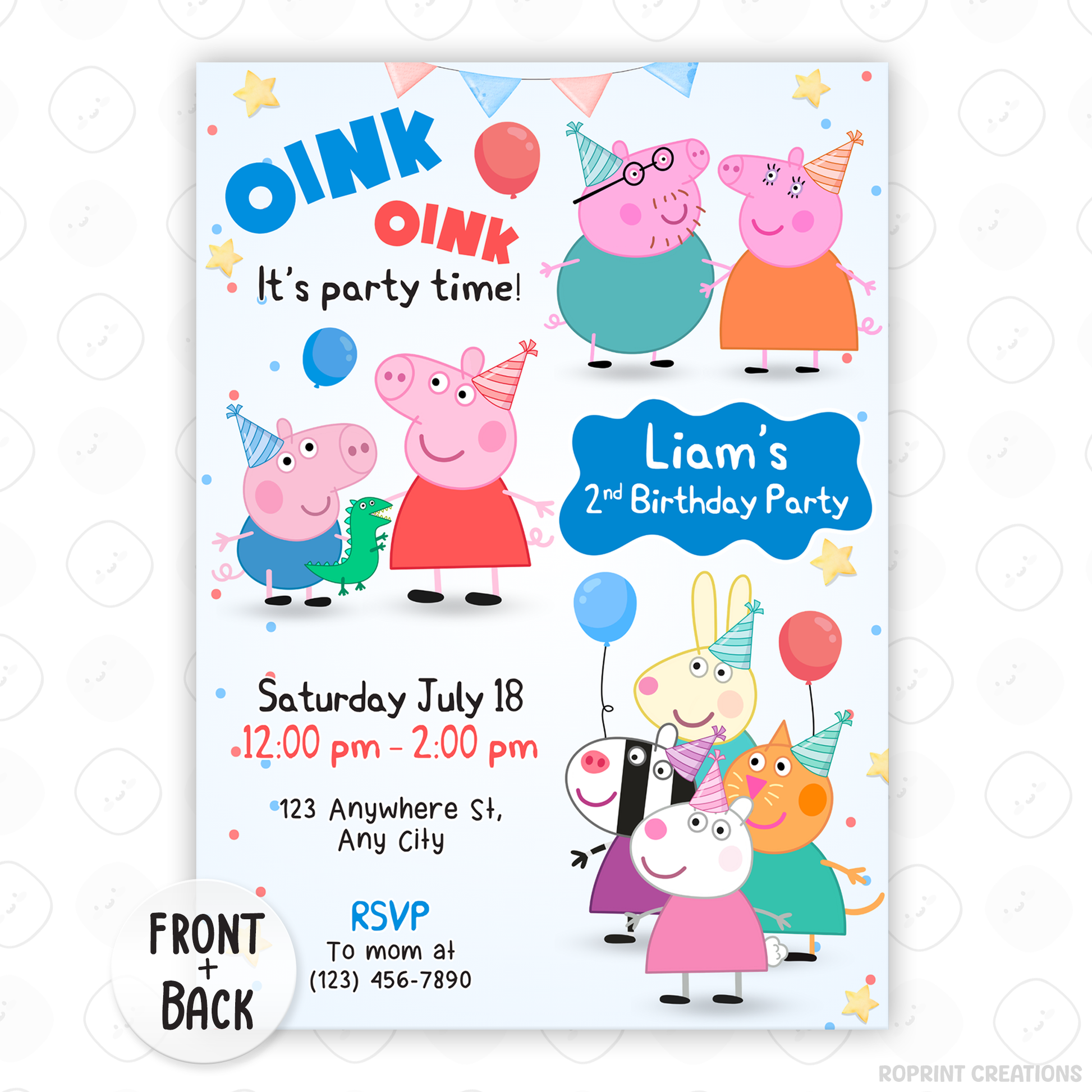 Celebrate your little one’s birthday with this cute Peppa Pig Birthday Invitation! Easily edit, download, print, or share digitally for a fun and stress-free party invite.