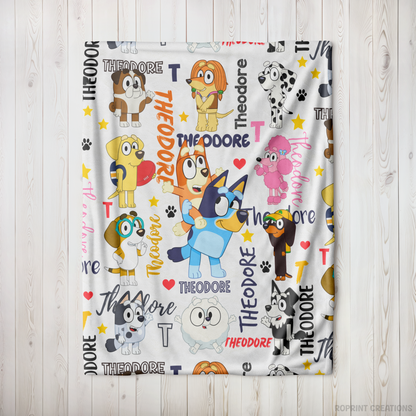 Wrap your little one in comfort with this personalized Bluey blanket! Customize it with a name to create a cozy keepsake that's perfect for naps, bedtime, stroller rides, or as a thoughtful gift for birthdays, baby showers, and special occasions. Soft, vibrant, and made just for them.