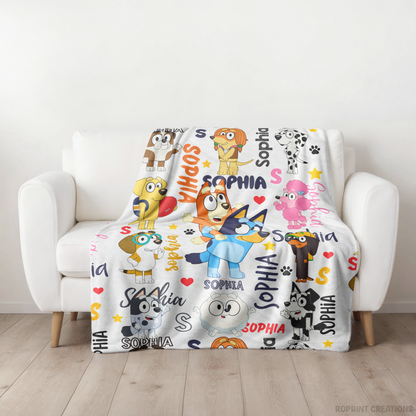Wrap your little one in comfort with this personalized Bluey blanket! Customize it with a name to create a cozy keepsake that's perfect for naps, bedtime, stroller rides, or as a thoughtful gift for birthdays, baby showers, and special occasions. Soft, vibrant, and made just for them.