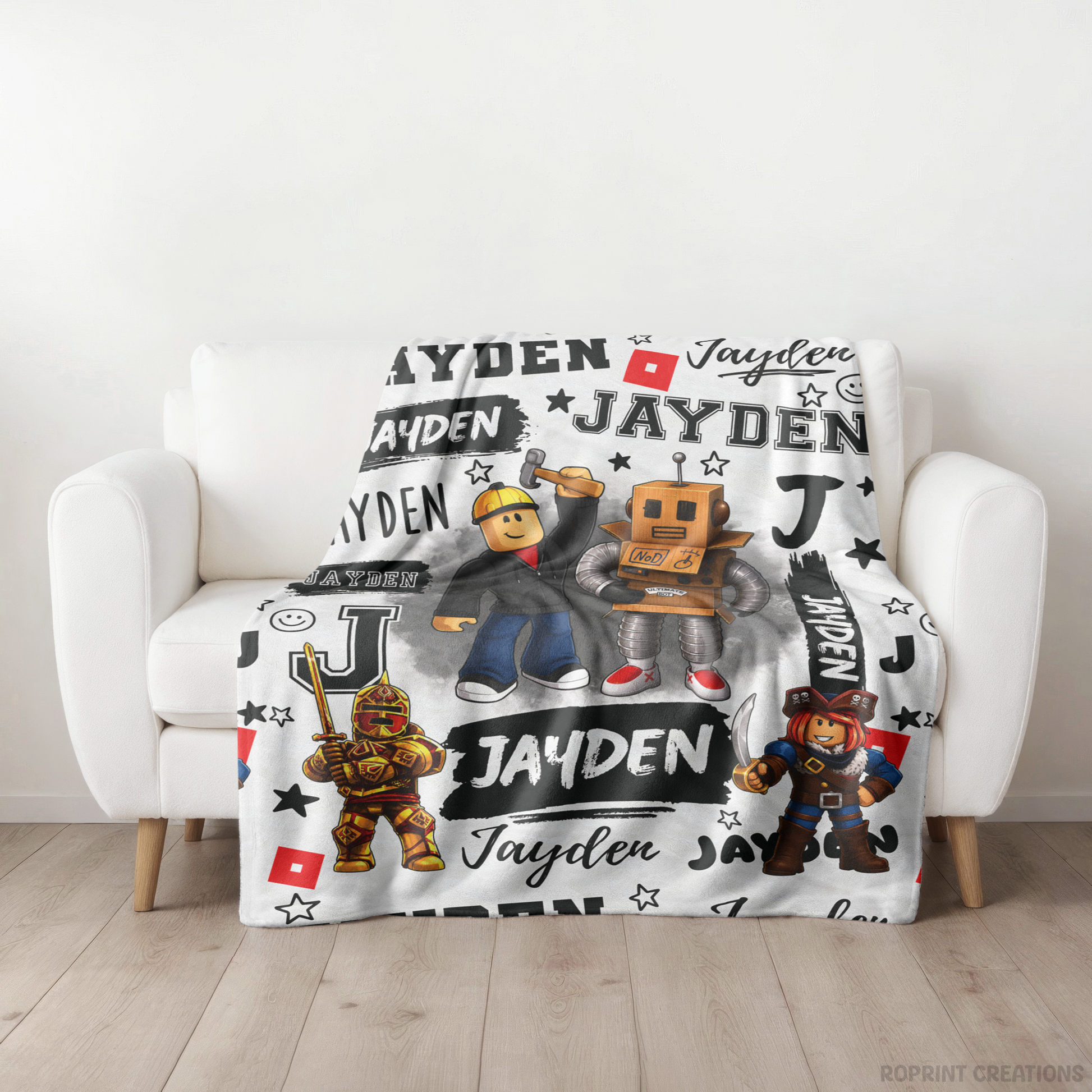 Make their birthday extra special with a personalized Roblox blanket! Add their name to create a soft, custom keepsake that's perfect for bedtime, gaming, travel, or relaxing. A fun and thoughtful gift for Roblox fans of all ages.