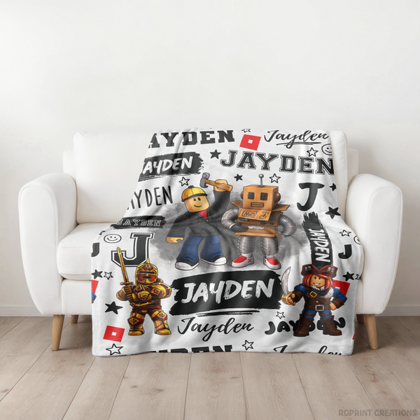 Make their birthday extra special with a personalized Roblox blanket! Add their name to create a soft, custom keepsake that's perfect for bedtime, gaming, travel, or relaxing. A fun and thoughtful gift for Roblox fans of all ages.