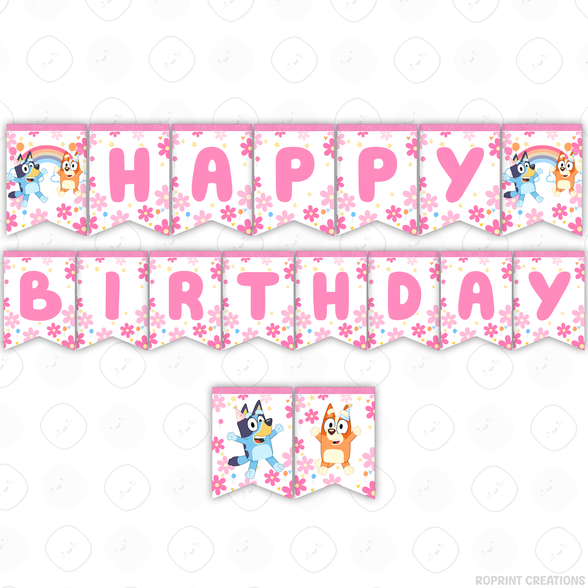 Pink Bluey birthday party favor templates, editable Bluey printable party favors for kids birthday party
