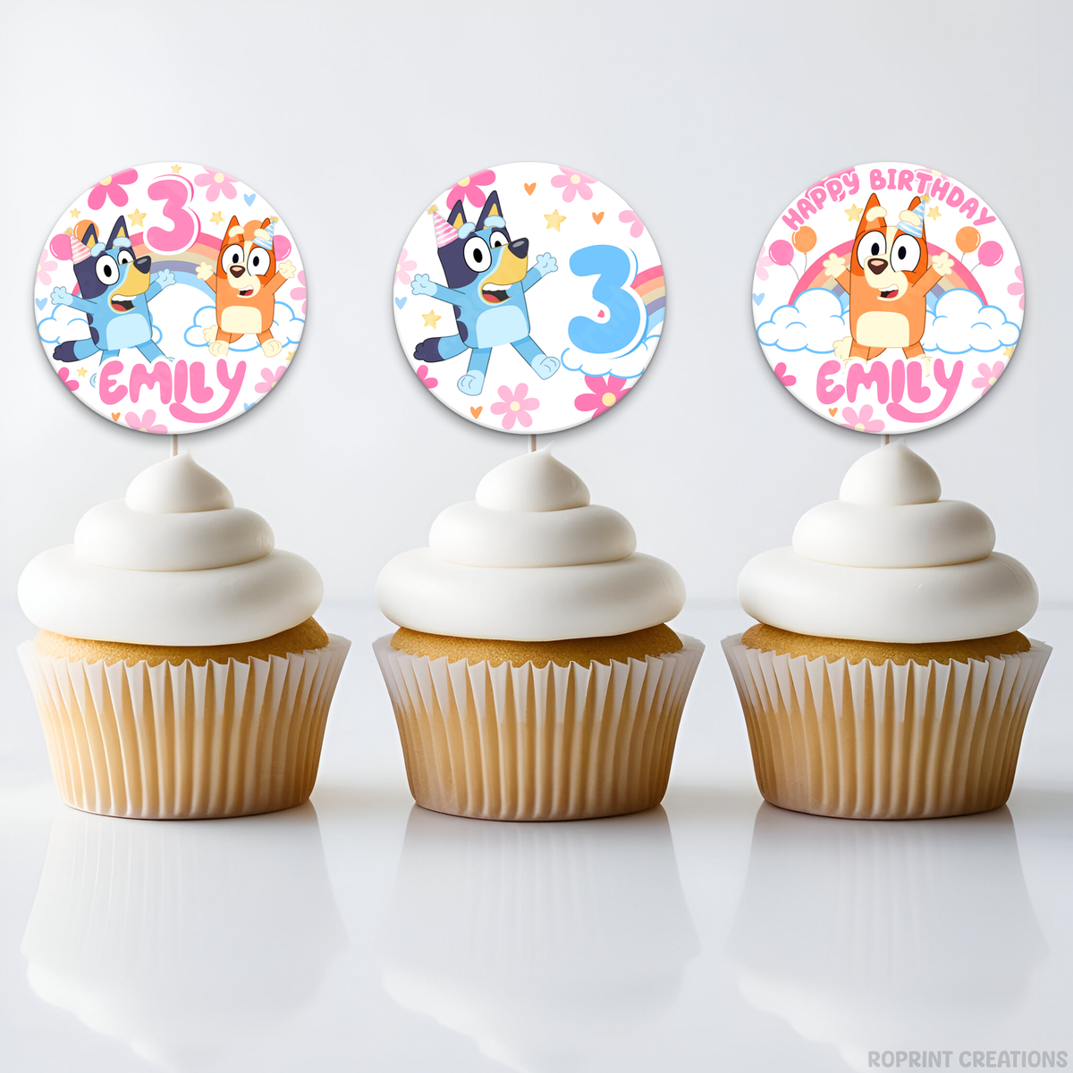 Pink Bluey birthday party favor templates, editable Bluey printable party favors for kids birthday party