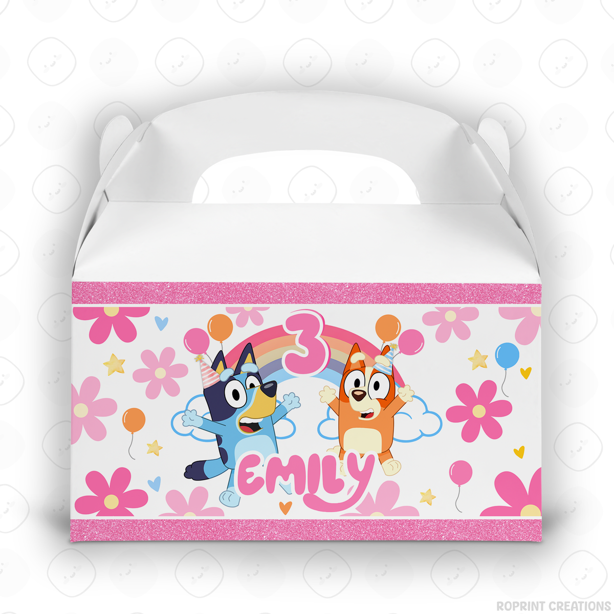 Pink Bluey birthday party favor templates, editable Bluey printable party favors for kids birthday party
