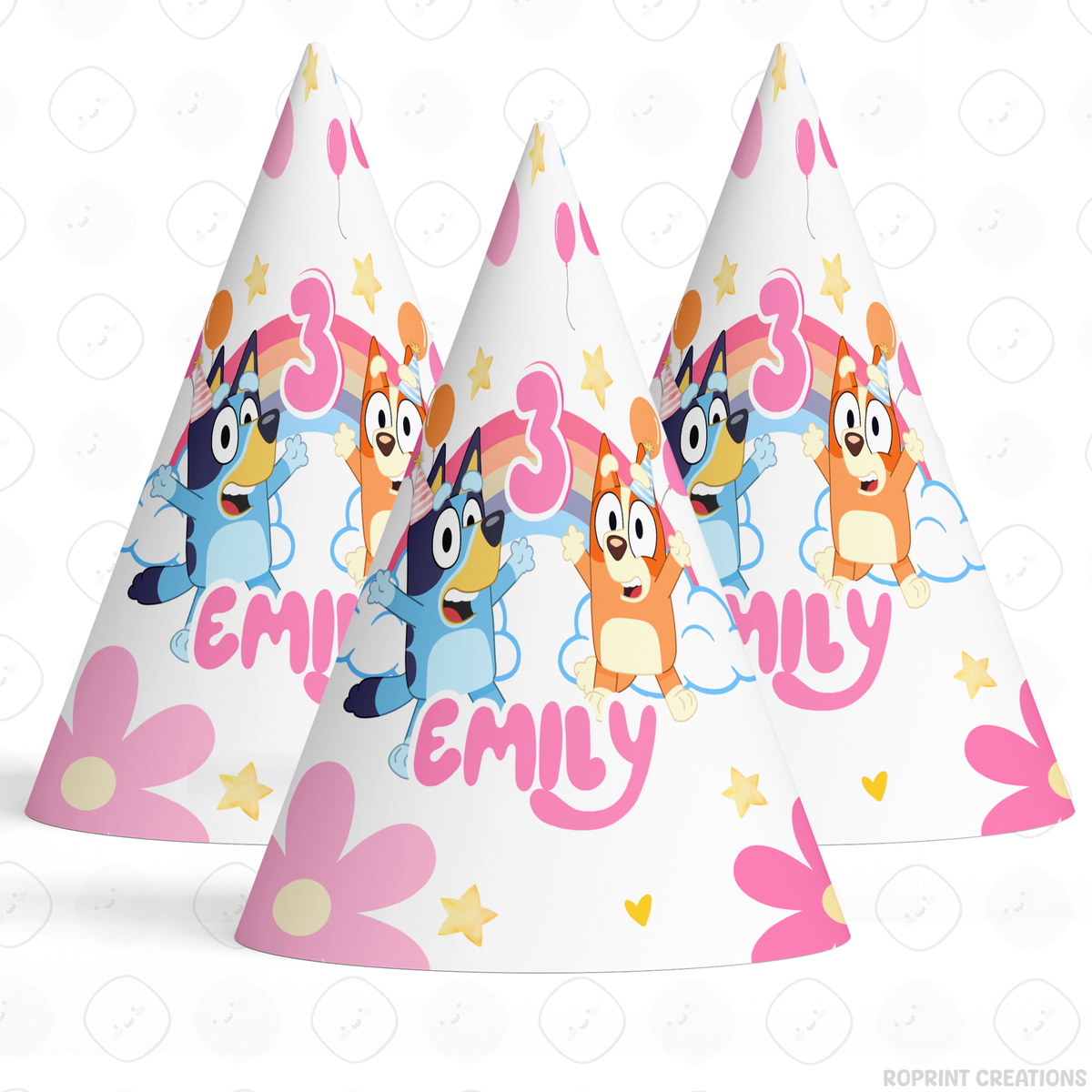 Pink Bluey birthday party favor templates, editable Bluey printable party favors for kids birthday party
