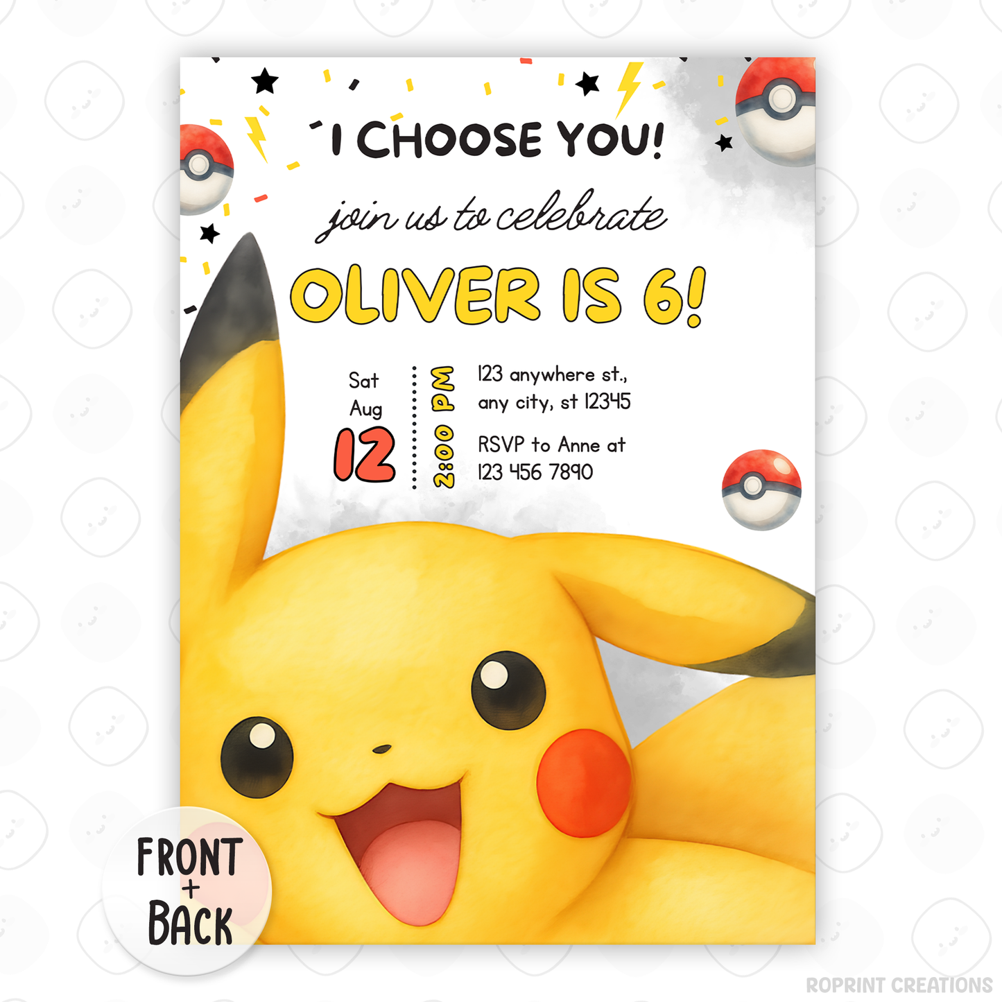 Get ready for an unforgettable celebration with this Pokémon birthday invitation template! Easily customize your party details in Canva, then print or share digitally with friends and family. Perfect for Pokémon-themed birthday parties and fans of all ages!