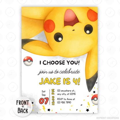 Get ready for an unforgettable celebration with this Pokémon birthday invitation template! Easily customize your party details in Canva, then print or share digitally with friends and family. Perfect for Pokémon-themed birthday parties and fans of all ages!