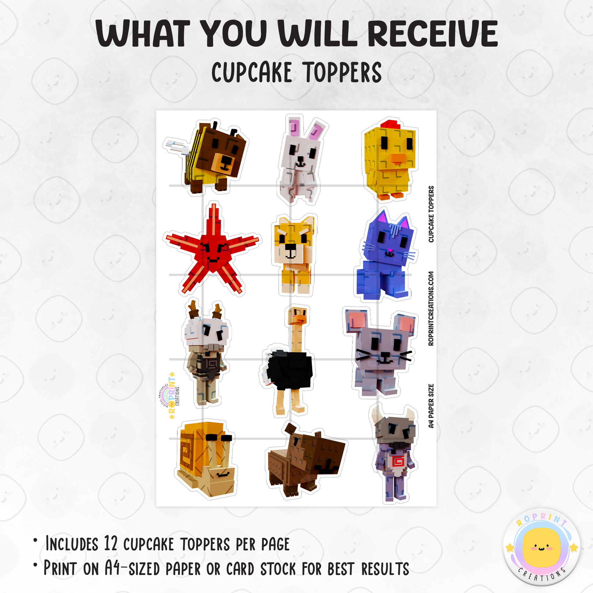 Bring the fun of Roblox Grow a Garden to your party treats! These printable cupcake toppers can be printed on cardstock, edible paper, or even made into stickers—just download, print, and decorate.