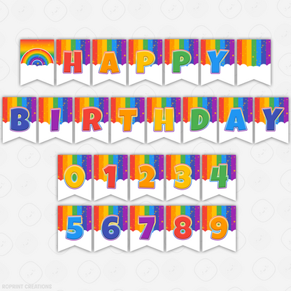 Colorful birthday banner with Numbers & Letters