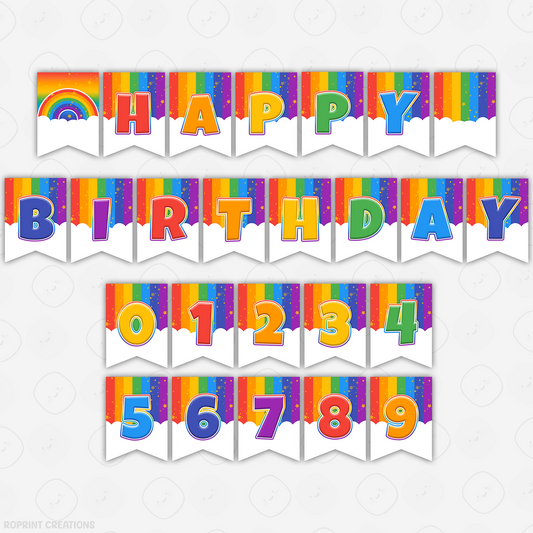 Colorful birthday banner with Numbers & Letters